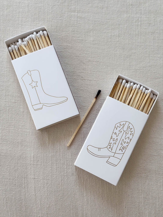 White cowboy boot matches - rodeo ready safety matches