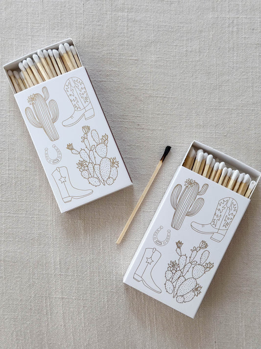 White cowboy boot and cactus oversized matches