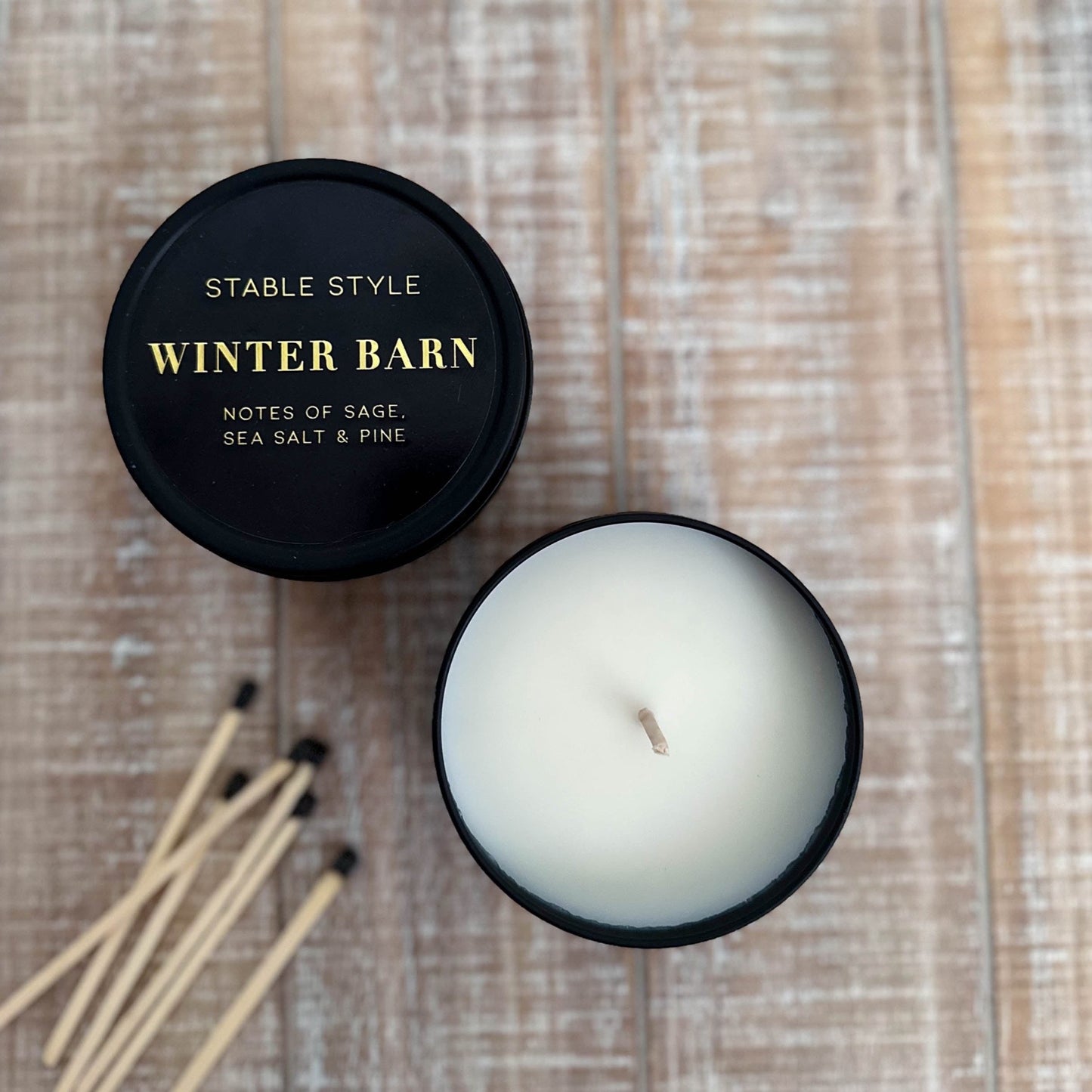 Winter Barn Candle Tin