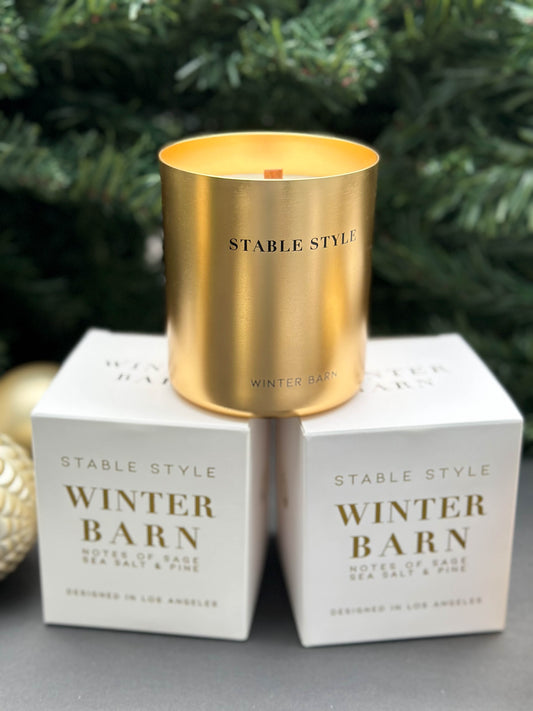 Winter Barn Gold Candle